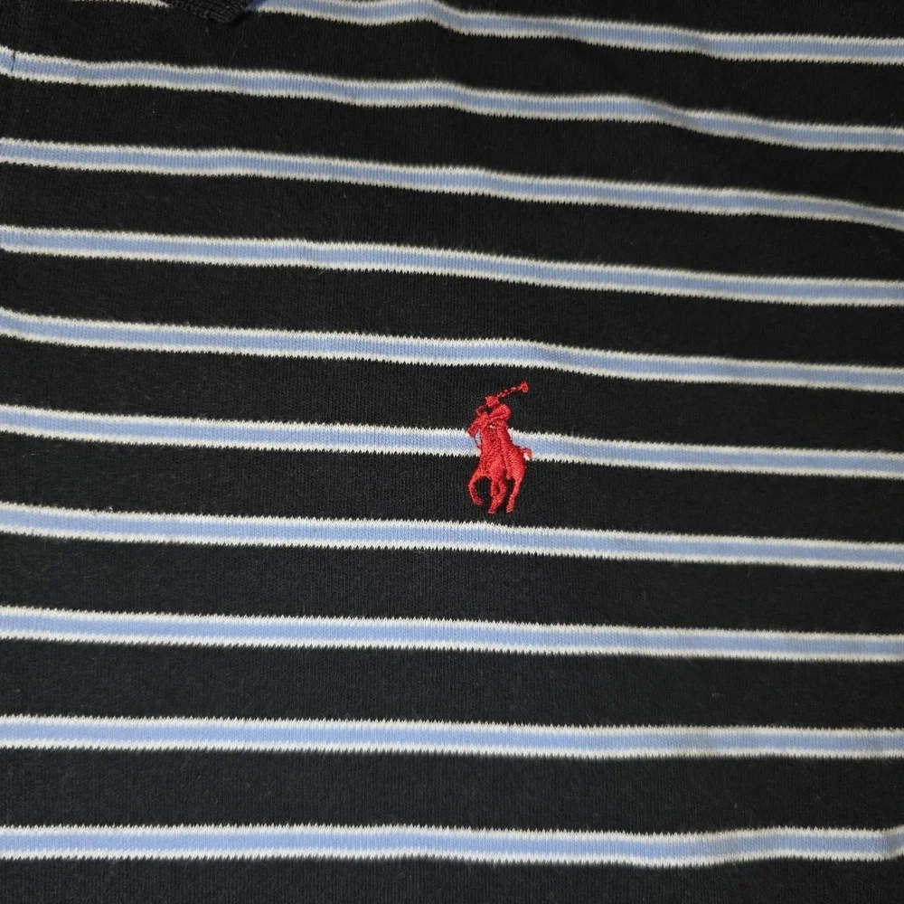 Polo Ralph Lauren Blue Stripe, Red Pony Polo Shirt Men's Large 100% Cotton